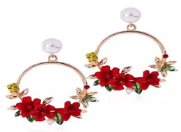 エスニックボヘミアン18KゴールドメッキブランドHoope Dangle FlowerEarrings for Women White Pearl StatementEarrings Whole 6640475