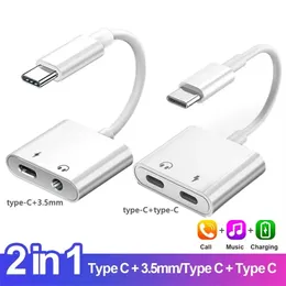AUX Cable Adapter For Samsung huawei xiaomi Connector USB C to Double Type C 3 5 mm Jack Charge 2 In 1 Splitter