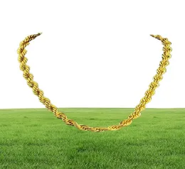 힙합 24 인치 남성 단단한 로프 체인 목걸이 18k 옐로우 골드 채워진 진술 매듭 보석 선물 7mm 와이드 2587584