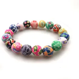 Partihandel 24 st/parti 10mm Bohemian Polymer Clay Pärlade armband stretchiga