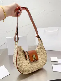 Gewebte Stroh-Unterarm-Geldbörse für Damen, Designer-Umhängetasche, Croissant-Handtasche, Sommerurlaub, Outdoor-Reisen, Strand-Clutch-Taschen für Frauen, Cross-Body-Party-Geschenke – 14