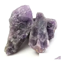 Konst och hantverk Holiday Present 100g Natural Rough Irregar Purple Amethyst Quartz Crystal Rock Prov Healing Stones for DIY Materials DHXBS