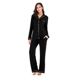 Sexy Pyjama Lente Herfst Lange Mouw Broek Pyjama Set 2 Stuks Modale Pyjama Pak Losse Effen Nachthemd Casual Homewear 231211