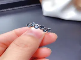 Weainy Serdefelt Style Pierścień Naturalny Londyn Blue Topaz Pierścień S925 Srebrny Srebrny Prosty popularny Blue Ciesz się biżuteria Lady Pierścień Y114618970