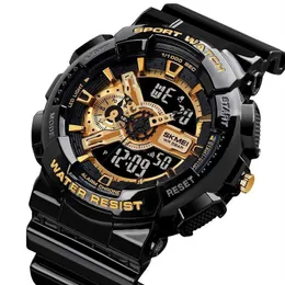 SKMEI LED Digital Shock uomo analogico al quarzo orologio elettronico in oro nero Masculino G Style orologio sportivo in plastica impermeabile3143