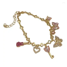 Charm Bracelets Elegant Sparkling Zircon Bangle Simple Butterfly Wristband