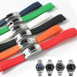 Vattentät gummi för Sea Deep Watchband Rostfritt stål Fold Distribution Buckle Watch Band Rem Armband Watch 21mm Black Blue Re280o