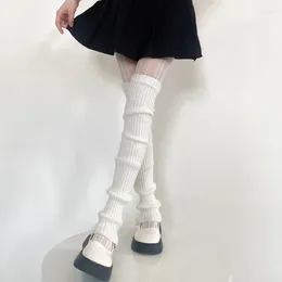 Chaussettes japonaises JK blanches tricotées pour femmes, couvre-jambes sur les genouillères, coussinets chauds Y2k, automne et hiver