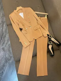 Pantalone da donna in due pezzi Elegante blazer da lavoro Completo da giacca doppiopetto Cappotto e set coordinato Abbigliamento da ufficio per donna 231211