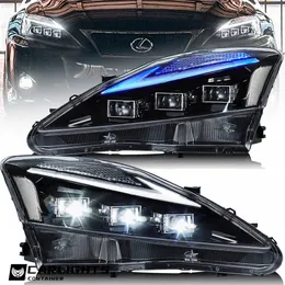 Projetor de faróis VLAND LED DRL para 2006-2013 Lexus IS250 IS350 ISF com inicialização