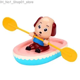 목욕 장난감 1 PCS 귀여운 만화 개 목욕 장난감 클래식 워터 장난감 후퇴 보트 아기 목욕 수영 개 체인 시계 장난감 아이 Q231212