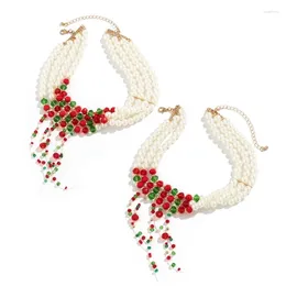 Colliers pendentifs à la mode 4/3 couches glands collier à la main perles perlées chaîne de clavicule pour femmes filles élégant tour de cou