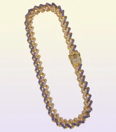 Halskette für Herren HipHop 15 mm Goldfarbe Bling Iced Out Kristall Miami Kubanische Kette Gold Silber Halskette VERKAUF DES HIPHOP-Juwelen 7457535