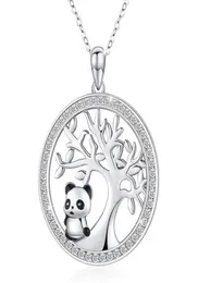 Mignon Panda Cristal Collier De Mariée Vintage Femme Arbre De Vie Pendentif Rose Or Argent Couleur Chaîne Colliers Pour Women1573463