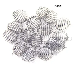 50pcs 2530mm Plated Spiral Bead Cage Charms Pendants Hanging Hollow Lantern Ball Spring Pendant for Women and Men Jewelry Making9142314