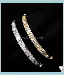 Luxury Bling Cyrcon Designer Hip Hop Men Women 7 mm szerokość 18k Gold Rhodium Splated Pzgts Charm Bracelets Ivwmy4348414