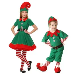 Family Matching Outfits Christmas Parent Child Costumes Elf Dress up Cosplay for Kids Adults Santa Outfit Set with Clothes Hats Belts Sock 231212