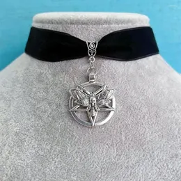 Hänge halsband ncee gothic pentagram mal choker sammet halsband för kvinnor mode hedniska trolldom smycken flickor kreativa