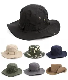 Baretten Outdoor Men039s Effen Zonnehoed Emmer Cargo Safari Bush Army Boonie Zomer Jungle Vissen CapBerets4637211