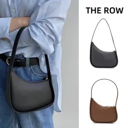 Styl The Row Kendou Half Moon Bags Niche äkta läderväska minimalist designad av samma en axel underarm verklig handväska kvinnor 2551