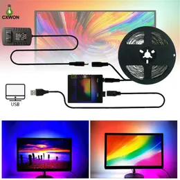 TV Strip Kiti USB Rüya Renk 1m 2m 3M 4M 5M RGB WS2812B TV PC Ekranı Arka Işığı Aydınlatma233U için LED Şeritler