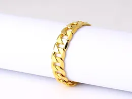 Link Bracelets 10mm12mm Solid Curb Meb Bracelet 18k Yellow Gold Filled Classic Fashion Men039s Wrist Chain Jewelry 22cm Long7653476