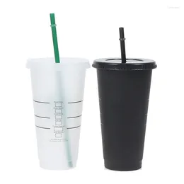 Кружки 710 мл черная белая соломенная чашка с крышкой изменение кофейного кофе многоразовое чашки пластиковой тумблер матовая отделка