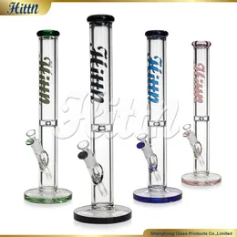 Hittn Glass Bong 18 Inches 7mm Thick Heavy Straight Tube Hand Blown 420 Bongs for Smoking 420 Gift with 14mm Male Joint Blue Green Black Pink