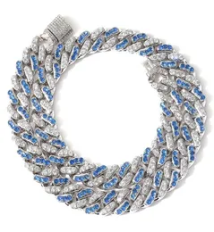 hiphop Blauw Wit Zirconia Verharde Iced Out Cubaanse Chokers Kettingen Luxe Bling CZ Link Chain voor Mannen vrouwen Sieraden Gift1536563