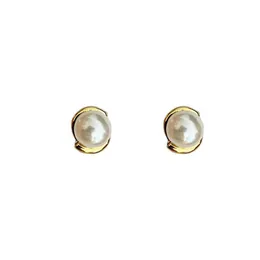 Orecchini a bottone con perle naturali, copertura in oro 18 carati, piccolo inserto in cristallo in ottone254 m