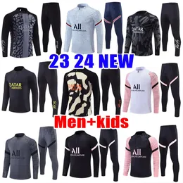 Paris Tracksuit 2023 2024 Mbappe Kids and Men 22 23 24 Psges Allenamento per l'allenamento a maniche lunghe Kit calcio di calcio uniforme Chandal Adult Boys Fan Player Versione