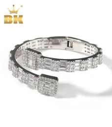 THE BLING KING 7mm Baguette Cuff Bangel Micro Paved Bling Square Cubic Zirconia Bracelet Luxury Wrist Rapper Jewelry Punk Bangle 23613648