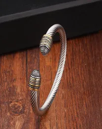 Vintage exclusivo trançado aberto moda manguito pulseiras de aço inoxidável masculino pulseira masculi clássico desportivo charme bracelets1744083