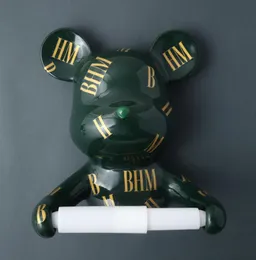 Porte-serviettes en papier ours en résine, Figurines d'animaux nordiques suspendus, support de boîte à mouchoirs, décoration murale intérieure moderne 4343087