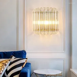 Lampy ścienne światło luksusowa lampa kryształowa nordycka salon złote światła kinkietowe foyer sypialnia sypialnia dom wewnętrzny dekoracje loda dioda LED