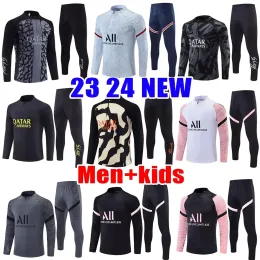 23 24 PSGS Trailsuit Erkekler Futbol Eğitimi Takım 2023 2024 Tuta Maillot Jersey Ceket Kiti Paris Mbappe Erkekler ve Çocuk Futbol Terzini Jogging Survetement Chandal Yeni