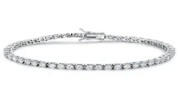 Bracciale tennis CZ intero 3mm4mm di qualità 4A in veri gioielli classici in argento sterling massiccio 925 2 pezzi Lot1506309