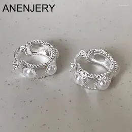 Hoop Earrings ANENJERY Pearl Geometric For Women Exquisite Temperament Earring Classical Jewelry Huggies Pulseras Mujer