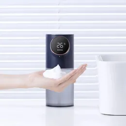 Liquid Soap Dispenser Automatisk skumtvåldispenser med USB -laddning Badrum Likvätes tvål Dispenser Digital Display Temperatursensor Smart Washhand 231213