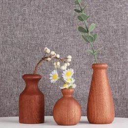Vasos 2024 1 pc Minimalismo nórdico vaso de madeira para plantas de madeira sólida vaso de flores arranjo mesa casa ornamentos
