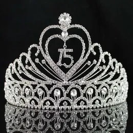 Janefashions Quinceanera Sweet 15 Quindici 15th Birthday Party coronas de Clear White strass austriaco Tiara Crown Y200807242q