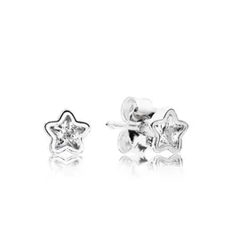 Conjunto de pendientes con forma de estrella pequeña y brillante, caja Original para plata de ley 925, regalo para mujeres y niñas, pendientes de joyería 9741746