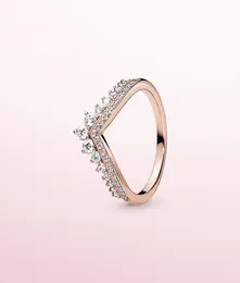 Princess Wish Ring for P 925 Sterling Silver with CZ Diamond Plated Rose Gold High Quality Charm Ladiesリングホリデー