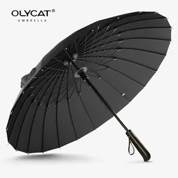 Зонты для женщин, 24 К, прочный ветрозащитный стекловолоконный мужской зонт с деревянной длинной ручкой, бренд для гольфа Paraguas 231213