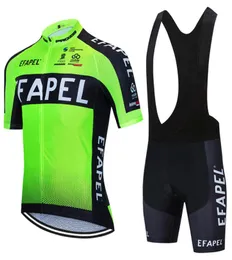 2022 FLUO GREEN EFAPELサイクリングチームジャージーバイクパンツ衣類ロパシクリスモメンズサマーMTBプロ自転車Maillotショーツスーツ7068201