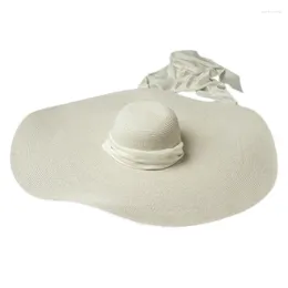 Szerokie brzegowe czapki moda na czapki słoneczne ozdobioną jedwabistą wstążką składaną kapeluszem towarzysza podróży