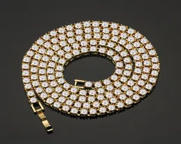 4 ملم Iced Out Tennis Bracelet Necklace Men Tennis Chain Fashion Hiphop Jewelry Women 1618202430inch Choker Cains Gift3324393