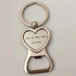 100Pcs Personalized Wedding Gifts For Guests Heart Bottle Wine Opener Keychain Wedding Favor Birthday Party Souvenir Custom Logo S241x