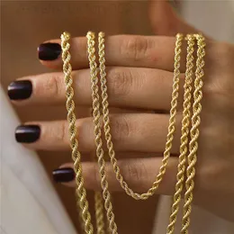 Collana di moda per feste con catena a corda intrecciata in acciaio inossidabile placcato oro 18 carati di vendita calda per gioielli personalizzati da donna