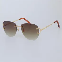 Vollständiger Verkauf UV400-Schutz 4193828 Randlose Sonnenbrille Mode Männer Frau Sportbrille im Freien Fahren Gold Metallrahmen Ey229S